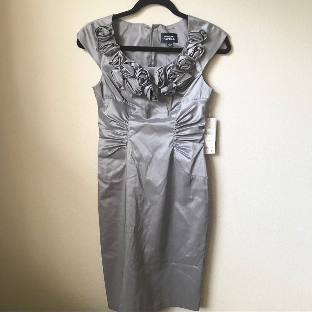 Adrianna Papell formal fitted grey/purple dress